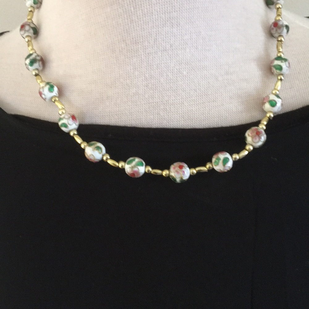 Cloisonné vintage costume jewelry necklace bracele